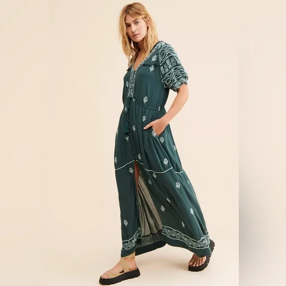 Free People Riley Embroidered Maxi Dress - Picture 1 of 4